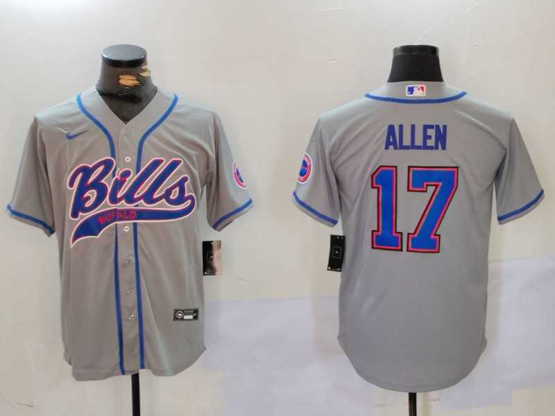 Men%27s Buffalo Bills #17 Josh Allen Grey Team Cool Base Stitched Baseball Jersey1